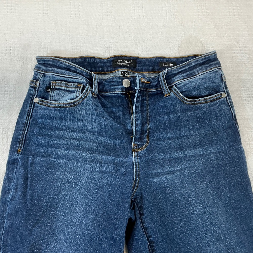 Judy Blue Slim Fit Distressed Ripped Knee Medium Wash Jeans Womens 9/29